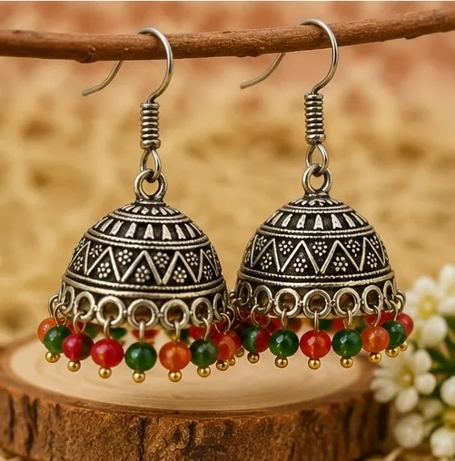 VishEn Rangoli Jhumka Earrings